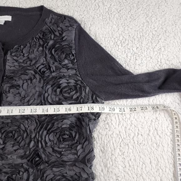 New York & Company Cardigan Sweater Black Floral Woman's Size Large - Picture 7 of 8